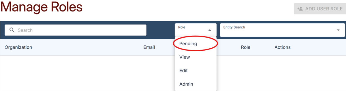 Manage pending roles directions