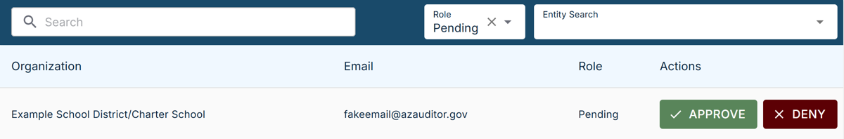 Account with pending access approval